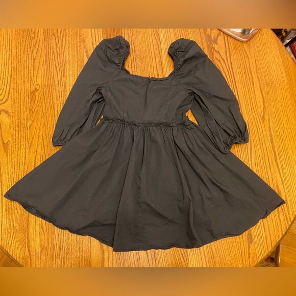 Double Crazy Puffy Sleeve Cotton A Line Mini Dress - Picture 8 of 16